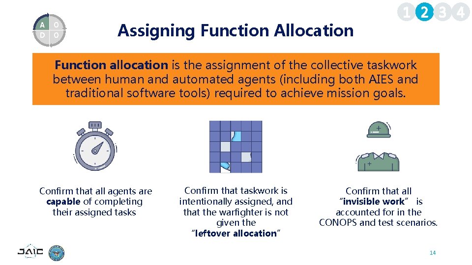A D O O Assigning Function Allocation 1 2 3 4 Function allocation is
