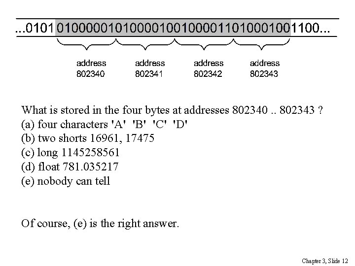 What is stored in the four bytes at addresses 802340. . 802343 ? (a)