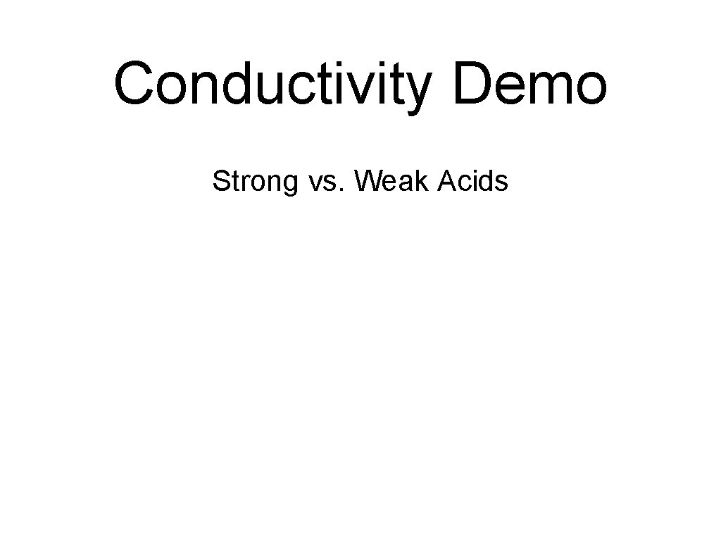 Conductivity Demo Strong vs. Weak Acids 