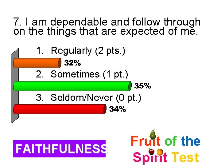 7. I am dependable and follow through on the things that are expected of