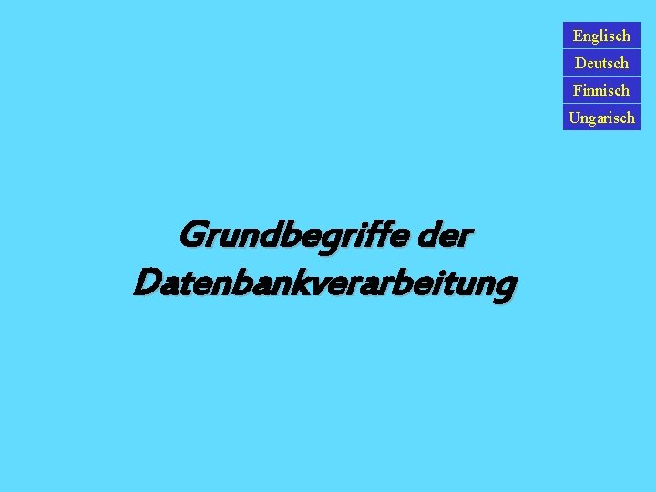 Englisch Deutsch Finnisch Ungarisch Grundbegriffe der Datenbankverarbeitung 