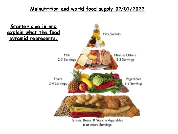 Malnutrition and world food supply 02/01/2022 Starter glue in and explain what the food