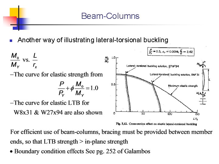 Beam-Columns n Another way of illustrating lateral-torsional buckling 