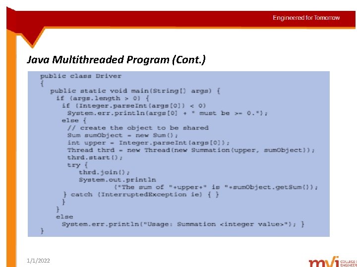 Java Multithreaded Program (Cont. ) 1/1/2022 