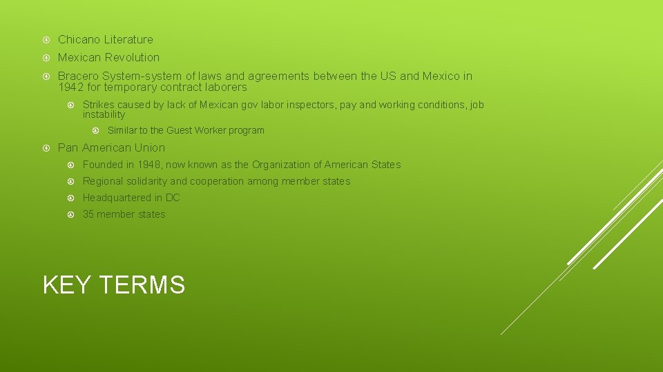 Chicano Literature Mexican Revolution Bracero System-system of laws and agreements between the US Chicano Literature Mexican Revolution Bracero System-system of laws and agreements between the US