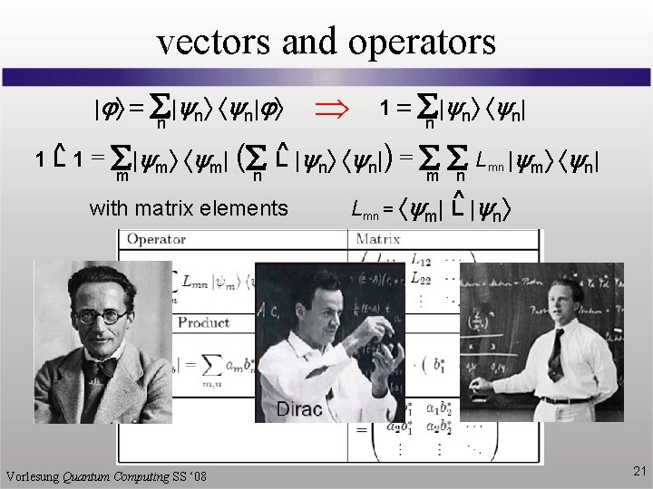 vectors and operators | j = | yn yn | j n 1 =