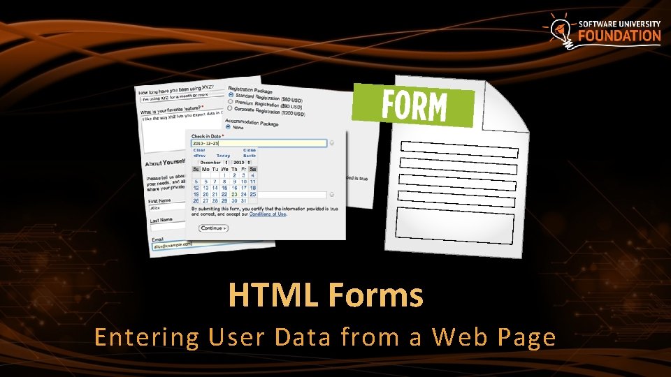 HTML Forms Entering User Data from a Web Page 