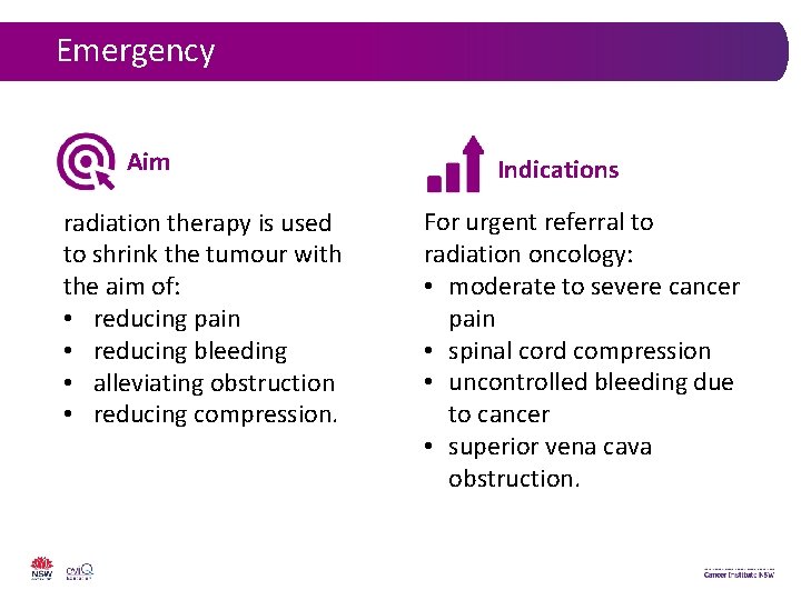Emergency Aim radiation therapy is used to shrink the tumour with the aim of: