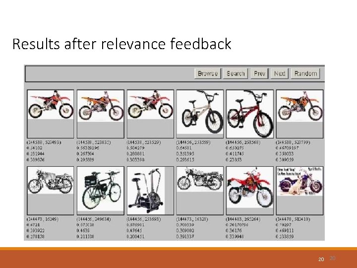 Results after relevance feedback 20 20 