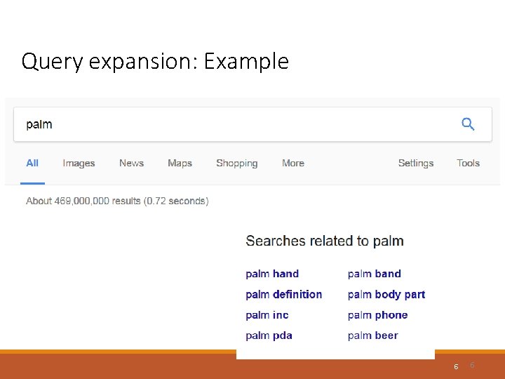 Query expansion: Example 6 6 