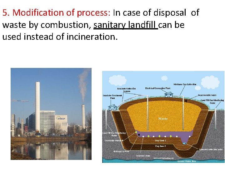 5. Modification of process: In case of disposal of waste by combustion, sanitary landfill