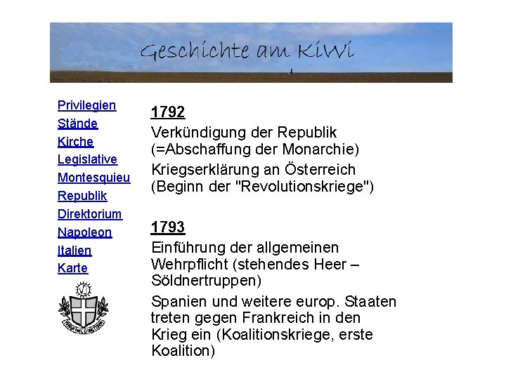 Privilegien Stände Kirche Legislative Montesquieu Republik Direktorium Napoleon Italien Karte 1792 Verkündigung der Republik