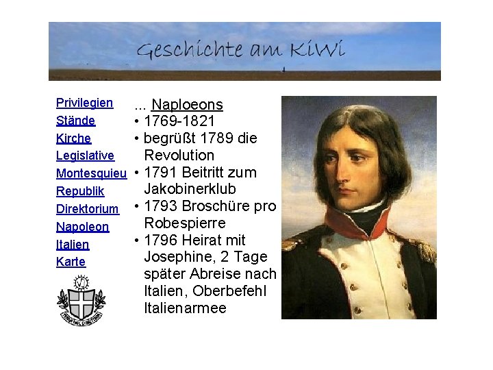 Privilegien Stände Kirche Legislative Montesquieu Republik Direktorium Napoleon Italien Karte . . . Naploeons