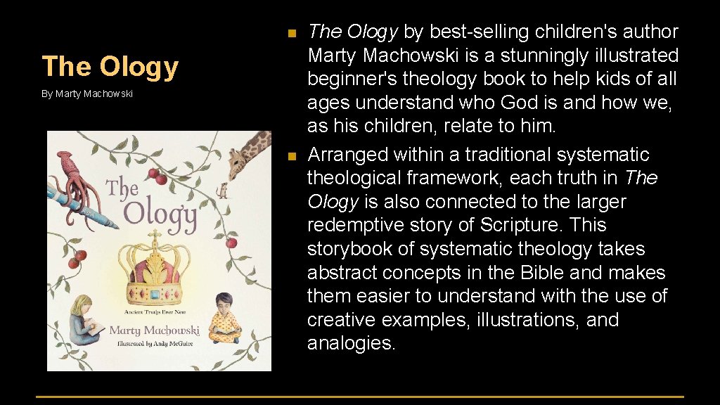 n The Ology By Marty Machowski n The Ology by best-selling children's author Marty