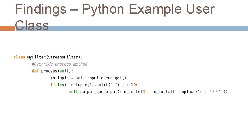 Findings – Python Example User Class 