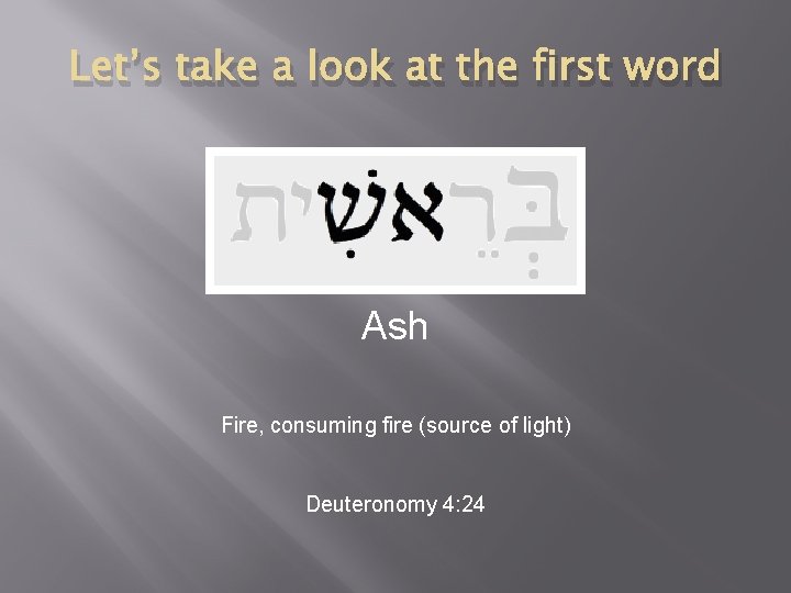 Let’s take a look at the first word Ash Fire, consuming fire (source of