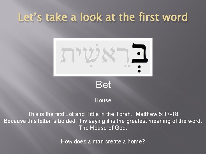 Let’s take a look at the first word Bet House This is the first