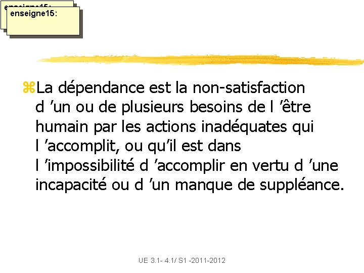 enseigne 15: z. La dépendance est la non-satisfaction d ’un ou de plusieurs besoins