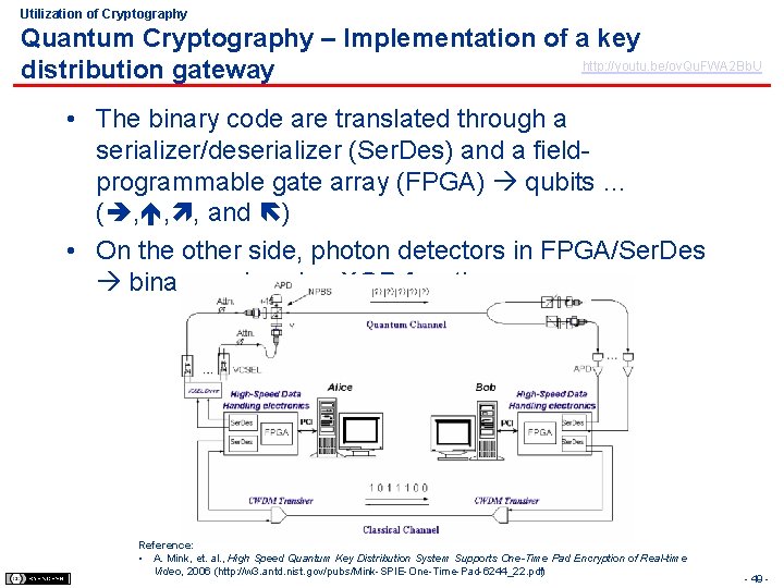 Utilization of Cryptography Quantum Cryptography – Implementation of a key http: //youtu. be/ov. Qu.
