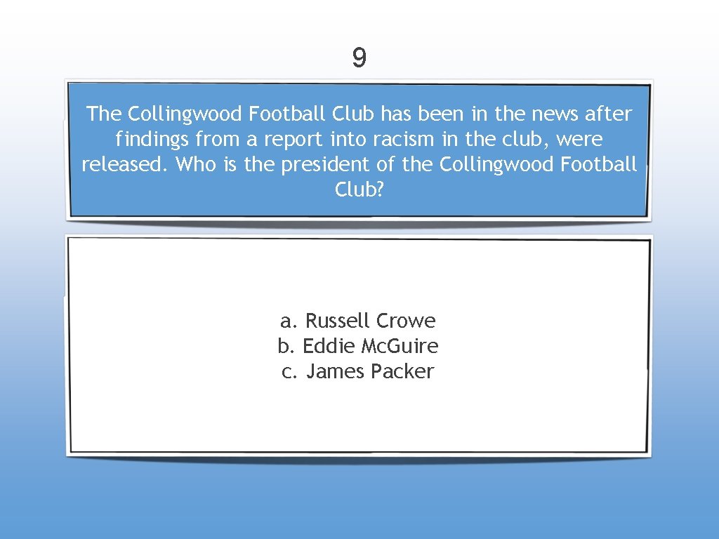 9 The Collingwood Football Club has been in the news after findings from a