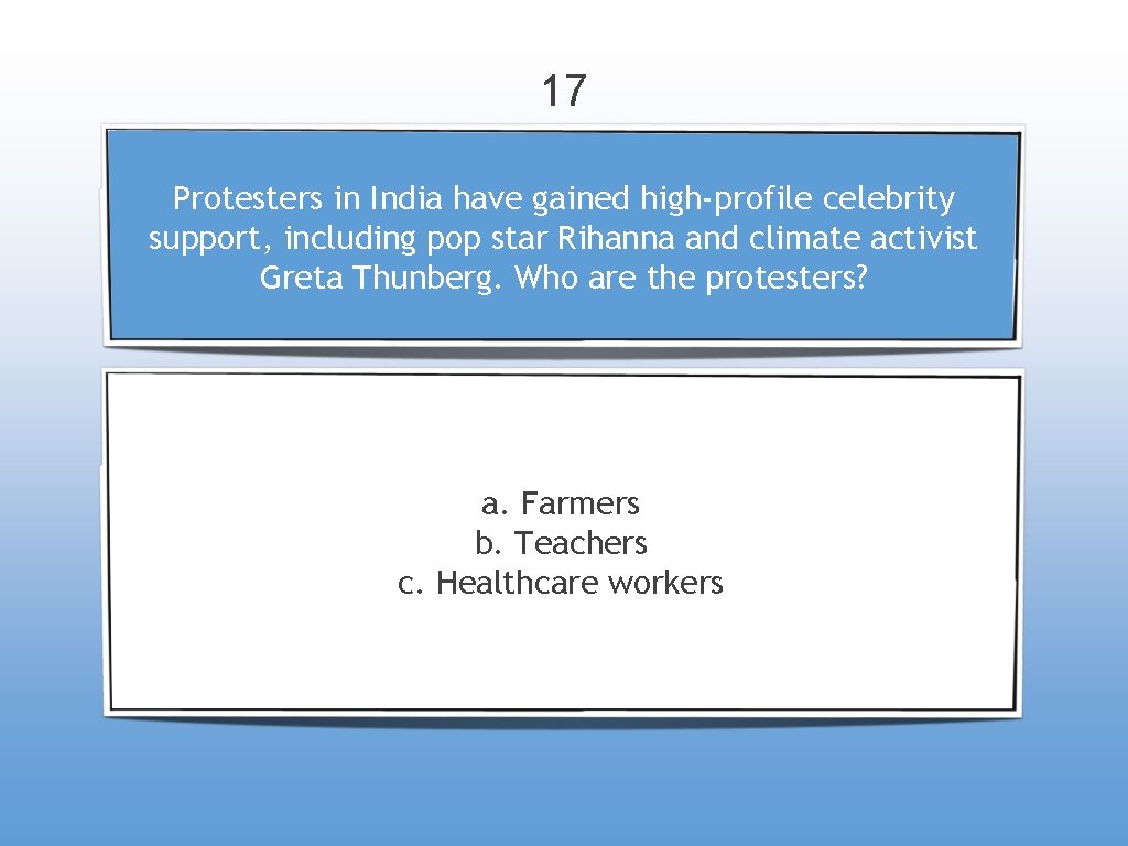 17 Protesters in India have gained high-profile celebrity support, including pop star Rihanna and