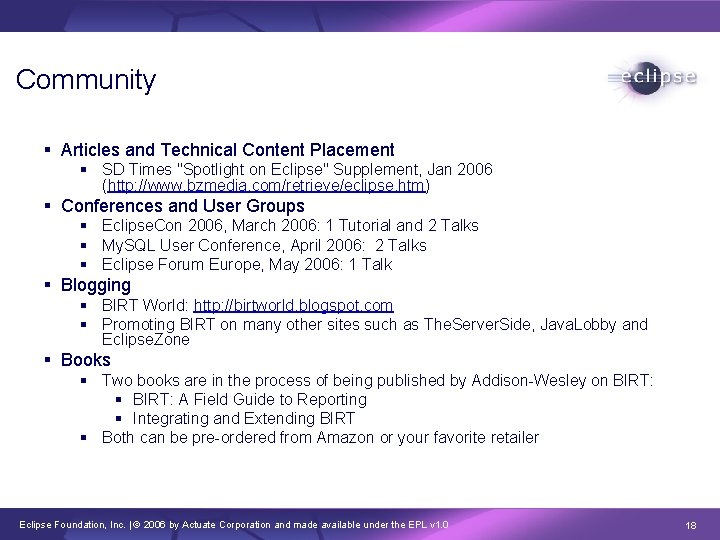 Community § Articles and Technical Content Placement § SD Times "Spotlight on Eclipse" Supplement,