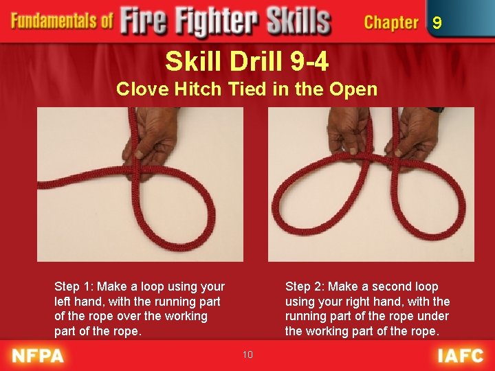 9 Skill Drill 9 -4 Clove Hitch Tied in the Open Step 1: Make