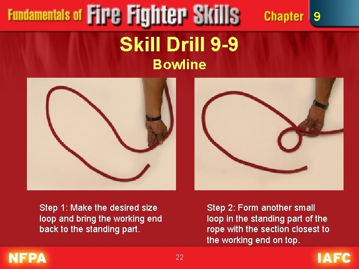 9 Skill Drill 9 -9 Bowline Step 1: Make the desired size loop and