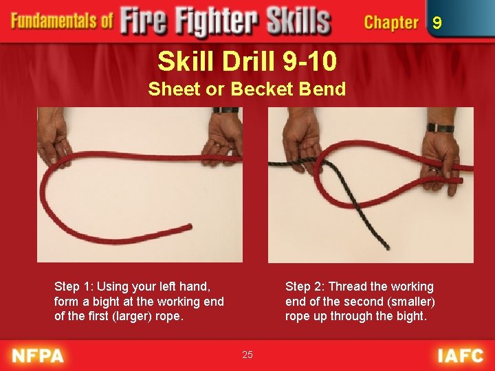 9 Skill Drill 9 -10 Sheet or Becket Bend Step 1: Using your left