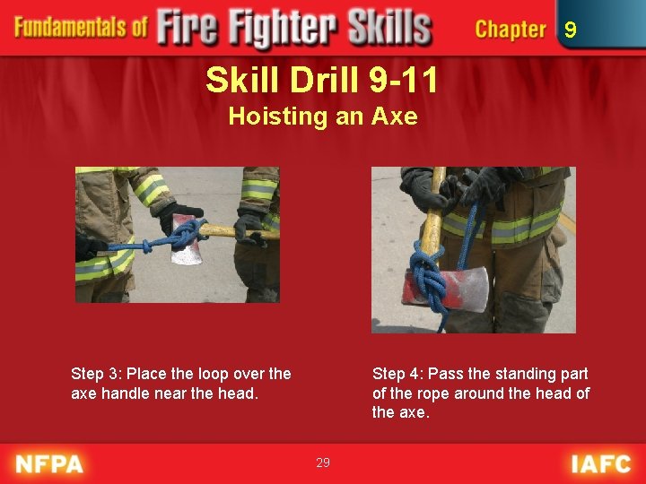 9 Skill Drill 9 -11 Hoisting an Axe Step 3: Place the loop over