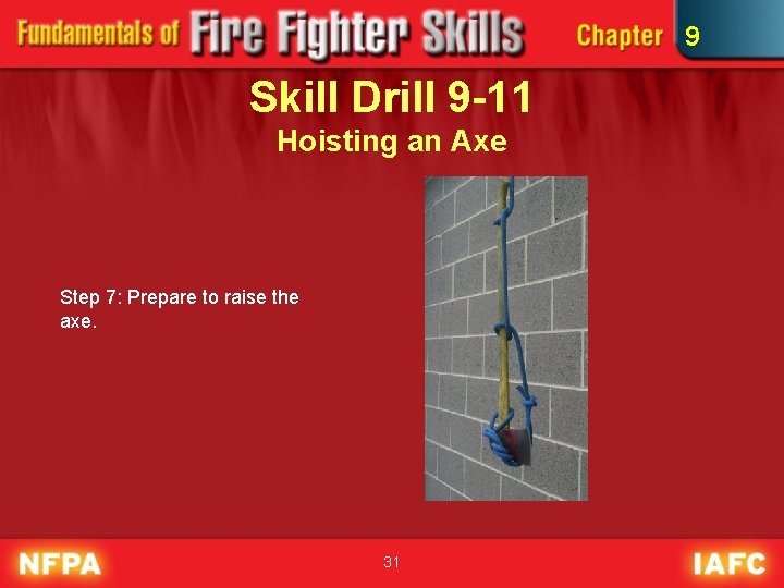 9 Skill Drill 9 -11 Hoisting an Axe Step 7: Prepare to raise the