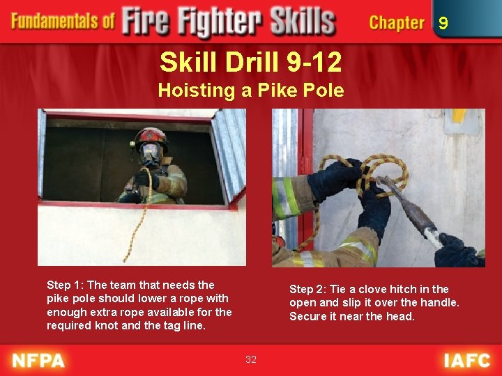 9 Skill Drill 9 -12 Hoisting a Pike Pole Step 1: The team that