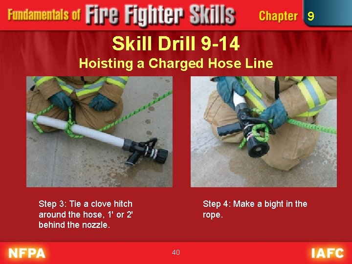 9 Skill Drill 9 -14 Hoisting a Charged Hose Line Step 3: Tie a