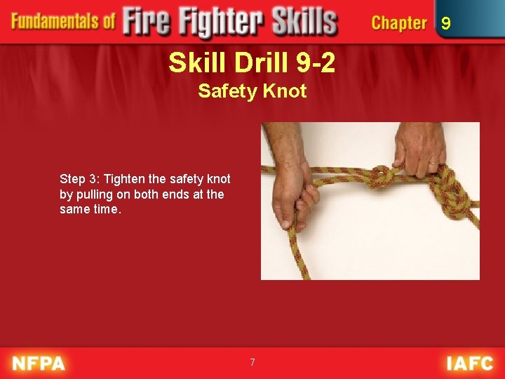 9 Skill Drill 9 -2 Safety Knot Step 3: Tighten the safety knot by