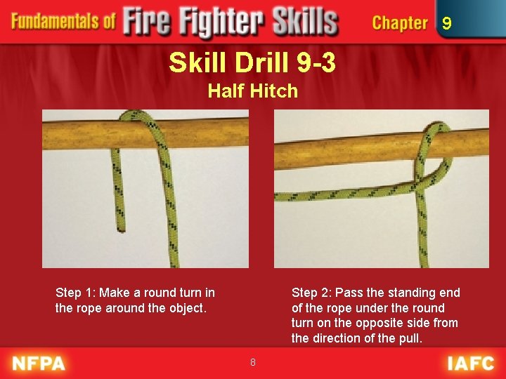 9 Skill Drill 9 -3 Half Hitch Step 1: Make a round turn in