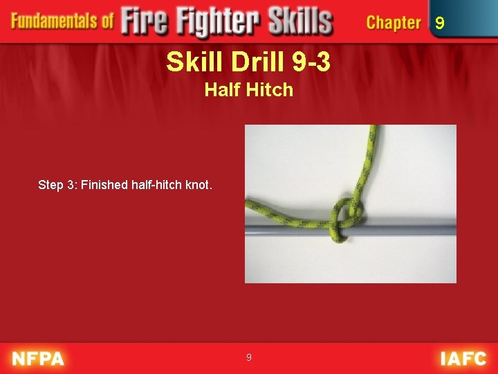 9 Skill Drill 9 -3 Half Hitch Step 3: Finished half-hitch knot. 9 