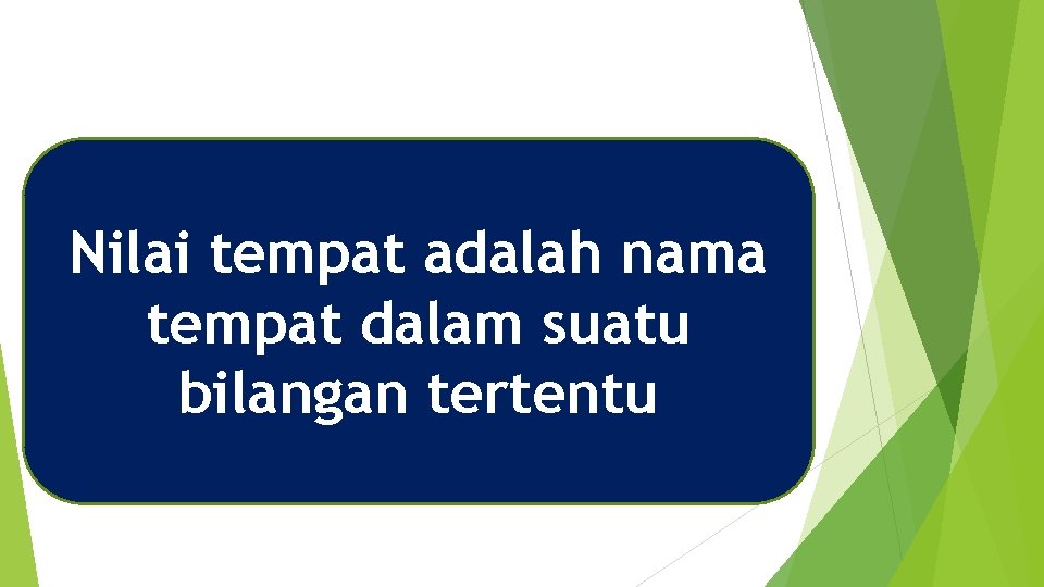 Nilai tempat adalah nama tempat dalam suatu bilangan tertentu 