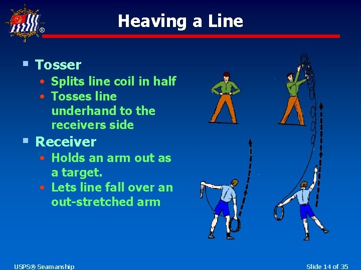 ® Heaving a Line § Tosser • Splits line coil in half • Tosses