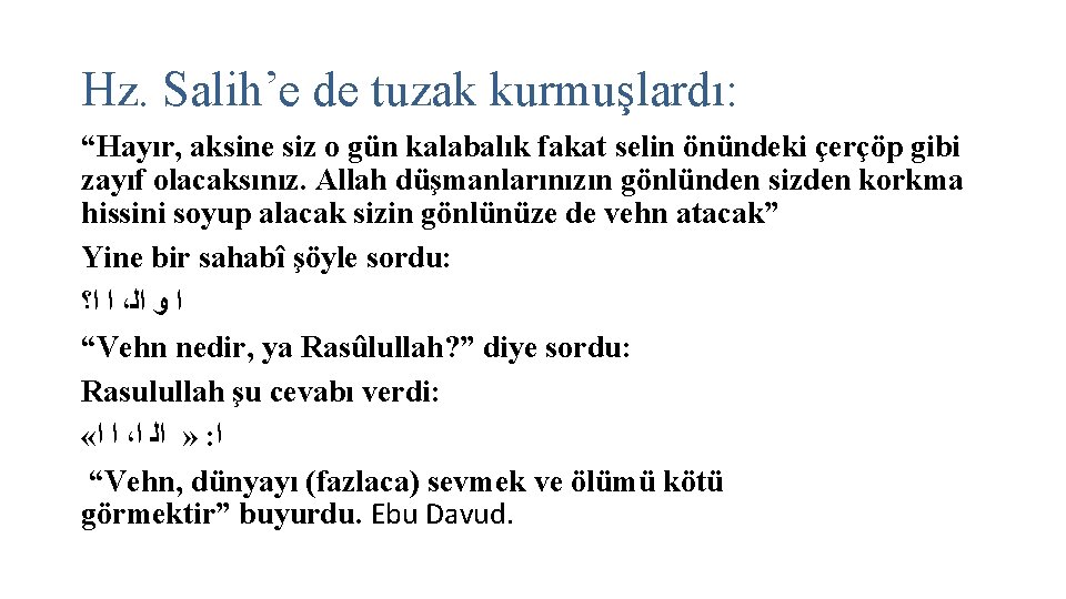 Hz. Salih’e de tuzak kurmuşlardı: “Hayır, aksine siz o gün kalabalık fakat selin önündeki