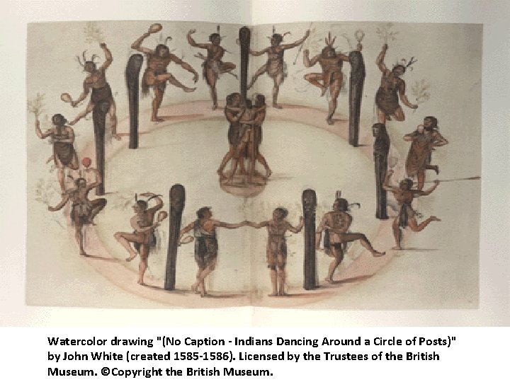  • Watercolor drawing "(No Caption - Indians Dancing Around a Circle of Posts)"