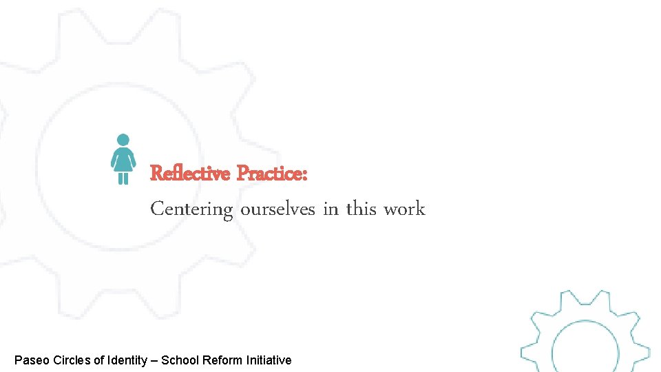 Reflective Practice: Centering ourselves in this work 3 Paseo Circles of Identity – School