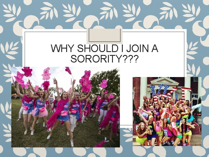 WHY SHOULD I JOIN A SORORITY? ? ? 