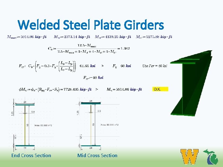 Welded Steel Plate Girders End Cross Section Mid Cross Section 