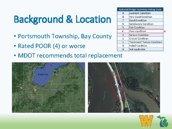 Background & Location • Portsmouth Township, Bay County • Rated POOR (4) or worse