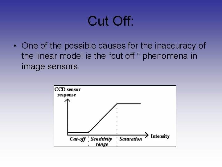 Cut Off: • One of the possible causes for the inaccuracy of the linear