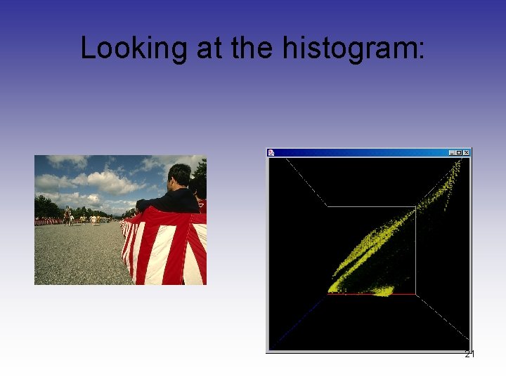 Looking at the histogram: 21 Looking at the histogram: 21