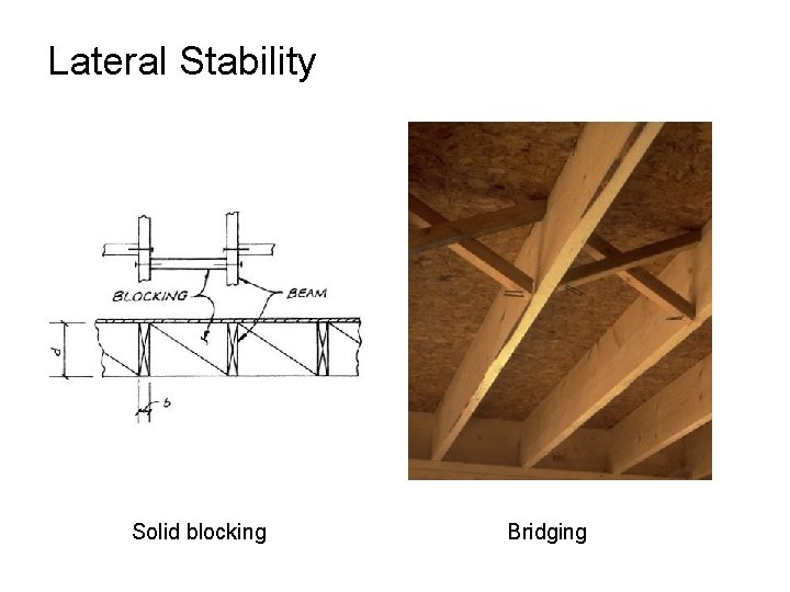 Lateral Stability Solid blocking Bridging 