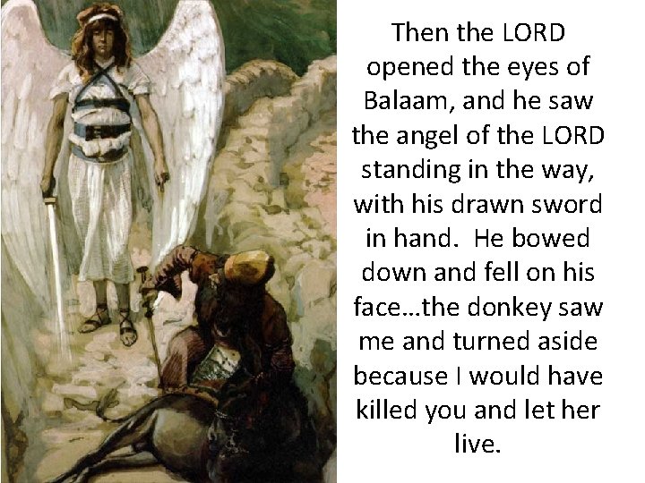 Then the LORD opened the eyes of Balaam, and he saw the angel of