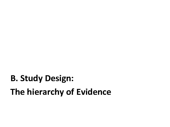 B. Study Design: The hierarchy of Evidence 