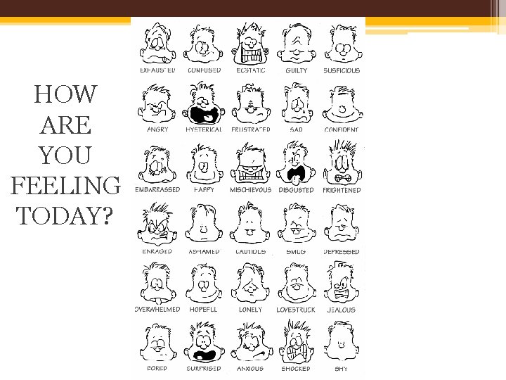 HOW ARE YOU FEELING TODAY? 